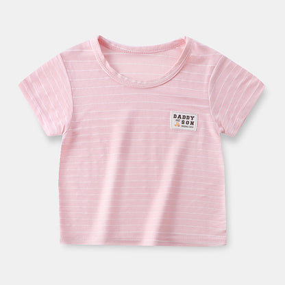 Boys and Girls Stripe Short Sleeve T-shirt Kids Clothing