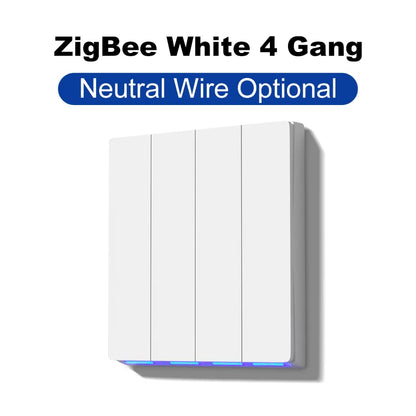 Tuya Smart Zigbee Wall Switch Wifi Smart Button Light Switch 1/2/3/4 Gang No Capacitor Needed Works with Alexa Hey Google