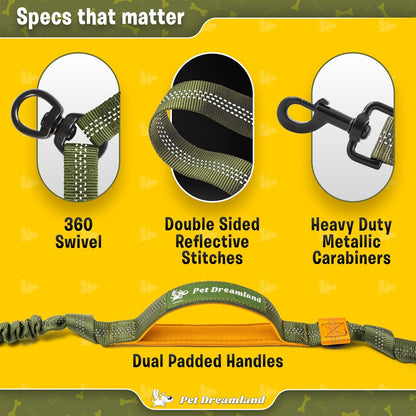 Exquisite Double Dog Leash Coupler with Tangle-Free Swivel. Premium & Versatile Attachment for Walking Two Dogs. You Will Absolutely Love This Amazing Dual Dog Coupler (Khaki & Orange)