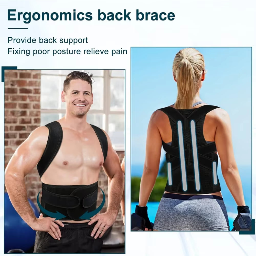 Posture Corrector for Women and Men, Back Brace Adjustable & Comfy, Support Straightener for Back, Neck, Clavicle and Shoulder