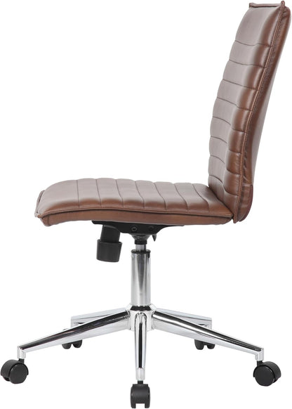 Modern Vinyl Armless Hospitality Office Chair, Brown