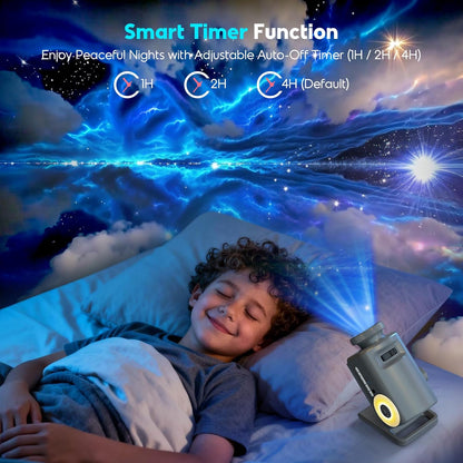 3D Galaxy Projector with 60 Immersive Themes, HD Immersive Star Projector with Bluetooth Speaker & Timer, Aurora Nebula Projector Night Light for Room/Christmas/Party/Birthday (White) (Grey)