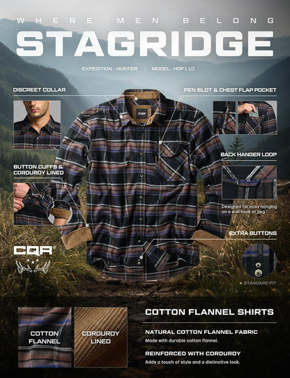 Men'S 100% All Cotton Button down Flannel Shirts, Long Sleeve Brushed Warm Soft Casual Outdoor Plaid Shirt