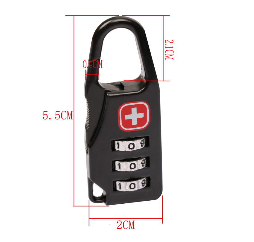 Zinc Alloy Mini Cross Password Lock for Bags & Luggage