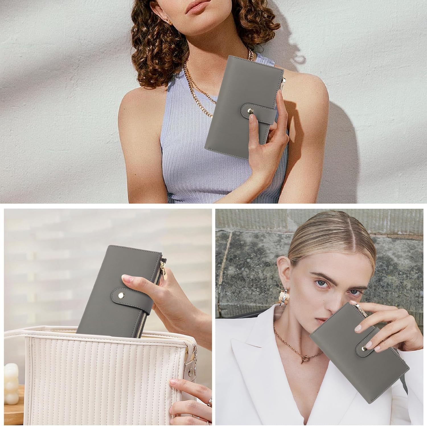 Women'S Wallet RFID Blocking Leather Trifold Clutch Wallet Credit Card Holder Ladies Travel Wallet Purse with Pen Holder