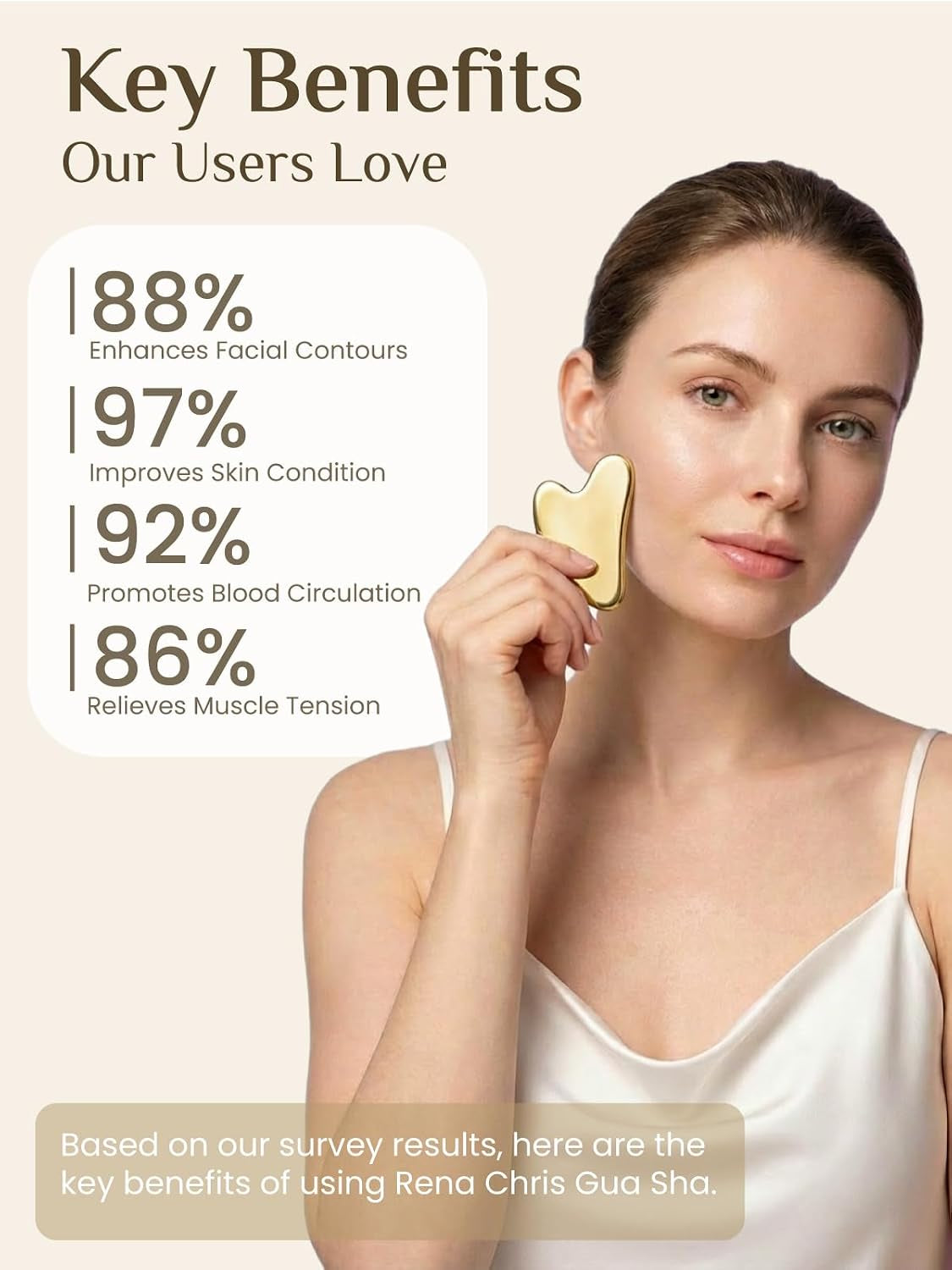 Gua Sha Facial Tools, Stainless Steel Guasha Tool for Acupuncture, Manual Massage Tool for Jawline Sculpting and Puffiness Reducing, Gua Sha Facial Massage Tool, Skin-Care Gift (Golden)