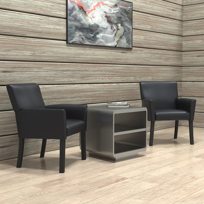 Executive Box Arm Office Chair with Mahogany Base