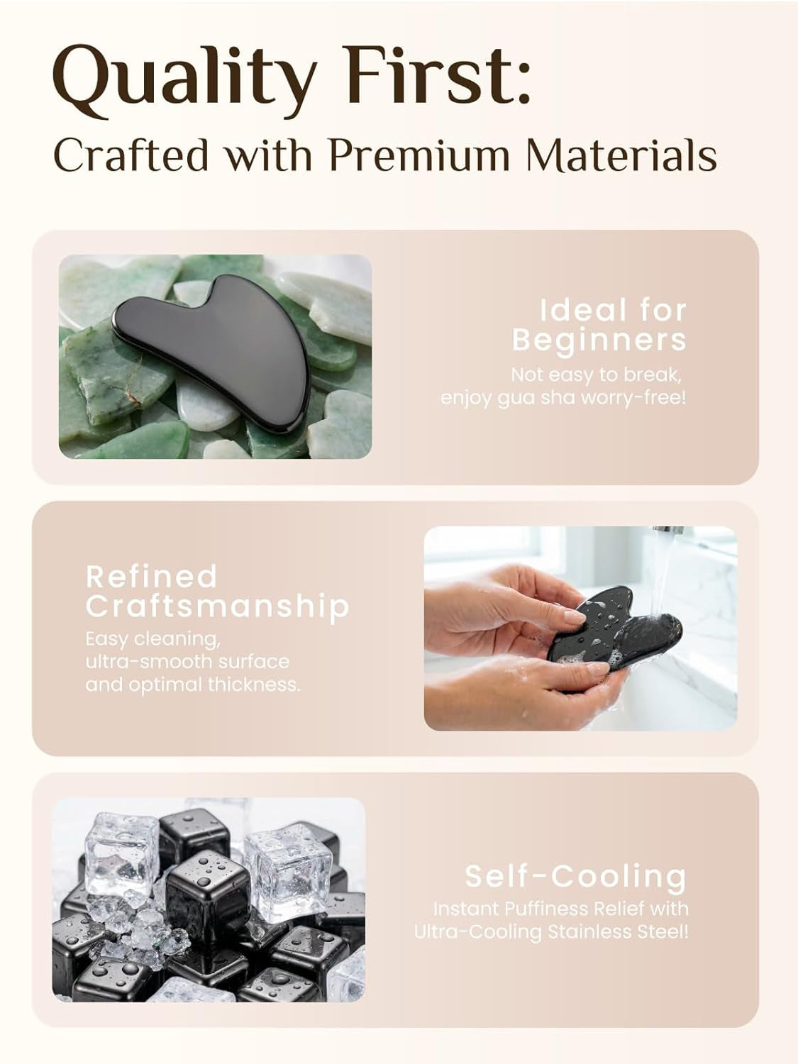 Gua Sha Facial Tools, Stainless Steel Guasha Tool for Acupuncture, Manual Massage Tool for Jawline Sculpting and Puffiness Reducing, Gua Sha Facial Tool, Skin-Care Gift (Metallic Black)