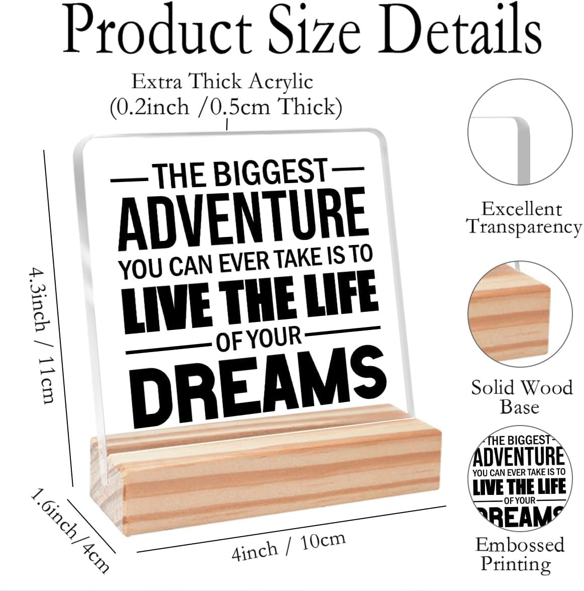 Funny Office Desk Decor, Inspirational Office Acrylic Plaque Sign,Humor Office Decor Gifts for Women Friend Colleagues,The Biggest Adventure Office Sign