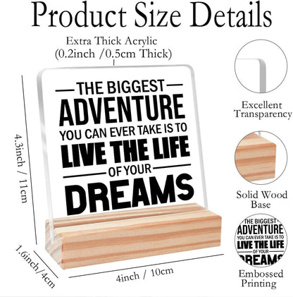 Funny Office Desk Decor, Inspirational Office Acrylic Plaque Sign,Humor Office Decor Gifts for Women Friend Colleagues,The Biggest Adventure Office Sign
