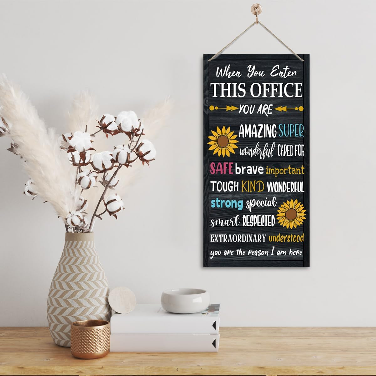 Motivational Office Signs Decor, When You Enter This Office, Hanging Wood Sign Office Décor, Sunflower Wood Wall Sign, Door Sign of Counselor Office, Psychologist Office Décor Sign A1