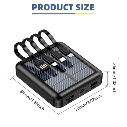 20000Mah Solar Power Bank Waterproof Emergency Solar Charger 4 USB Ports External Charger Power Bank for Cell Phone by ,Black