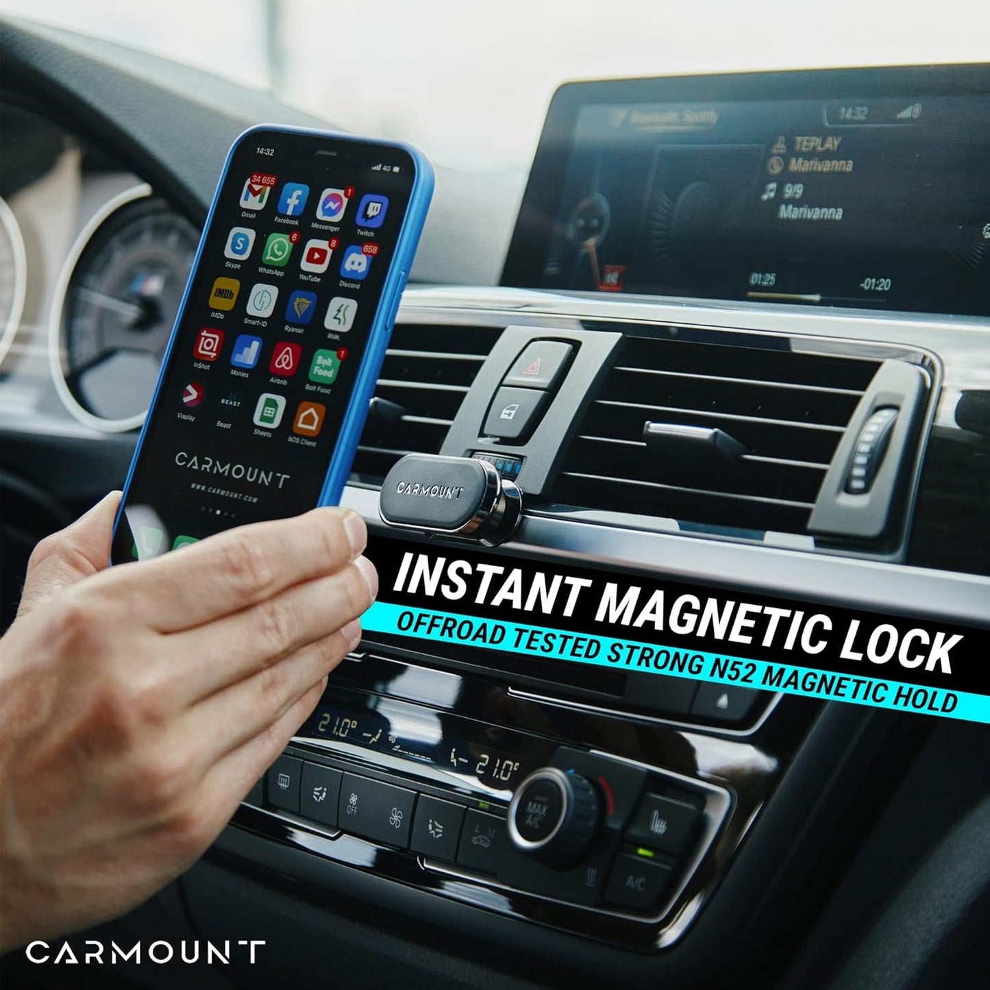 F1 Dashboard Car Mount (2-Pack) | Magnetic Phone Holder for Car, Ultra Strong 8X N52 Magnets, 360° Rotation, Universal Dash Mount for All Phones and Tablets | Car Mount Magnet for Ipad