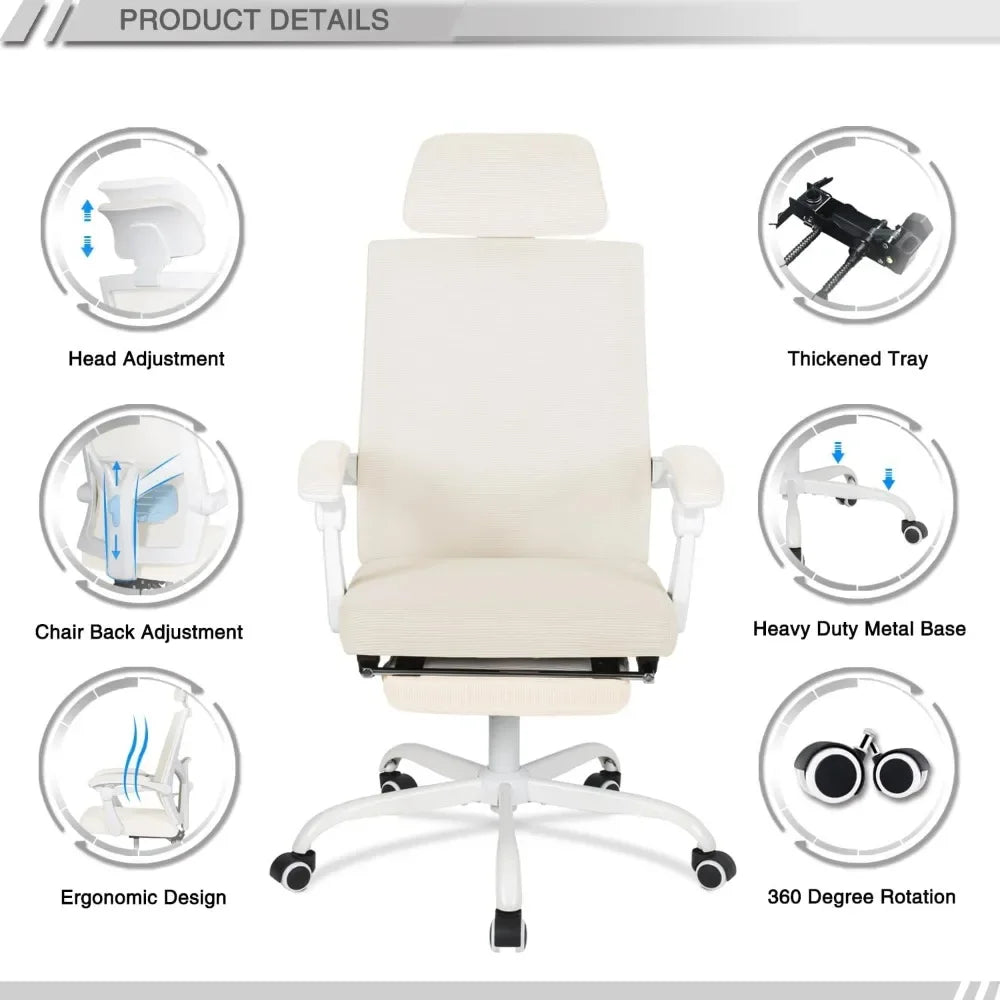 Home Office Desk and Chair Set, Home Office Furniture Sets, Computer Desk with Drawers & Shelves, Ergonomic Office Chair