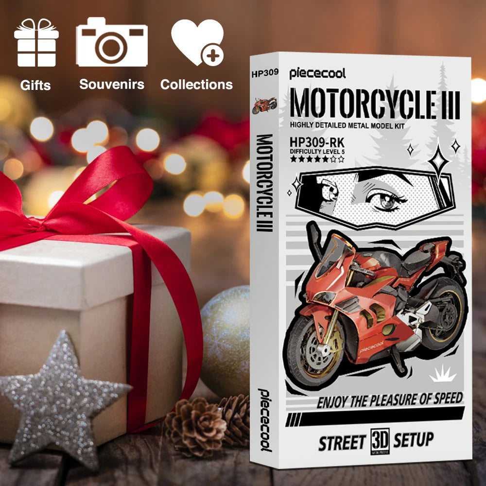 3D Metal Puzzles Gifts Motorcycle III Assembly Model Kits DIY Toys for Teens Jigsaw 218Pcs