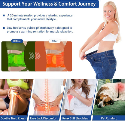 Red Light Therapy Belt, 140 Leds 630/660/850Nm Infrared Light Therapy with Compression Strap, Red Light Therapy for Body, Back, Shoulder & Waist Comfort and Relief