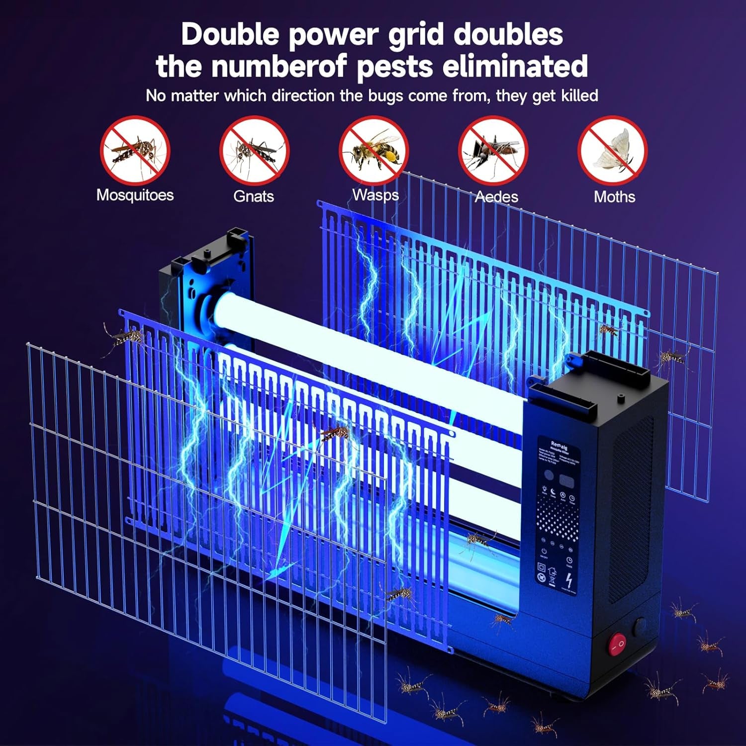 2026 Powerful 30W AI Display Smart Sensing Counting Mosquito Killer Lamp for Indoor Use, Insect Killer, ABS Plastic Outer Shell, for Mosquito, Fungus Gnats, Asian Beetles, Moths, Flying Pests （Black