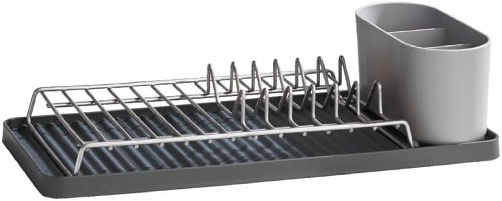 - Recycled Dish Draining Rack - Kitchen Sinkside Drainer - Holds up to 6 Plates - Removable Cutlery Basket - Stainless Steel Rack - Made in Britain (Grey, Compact)