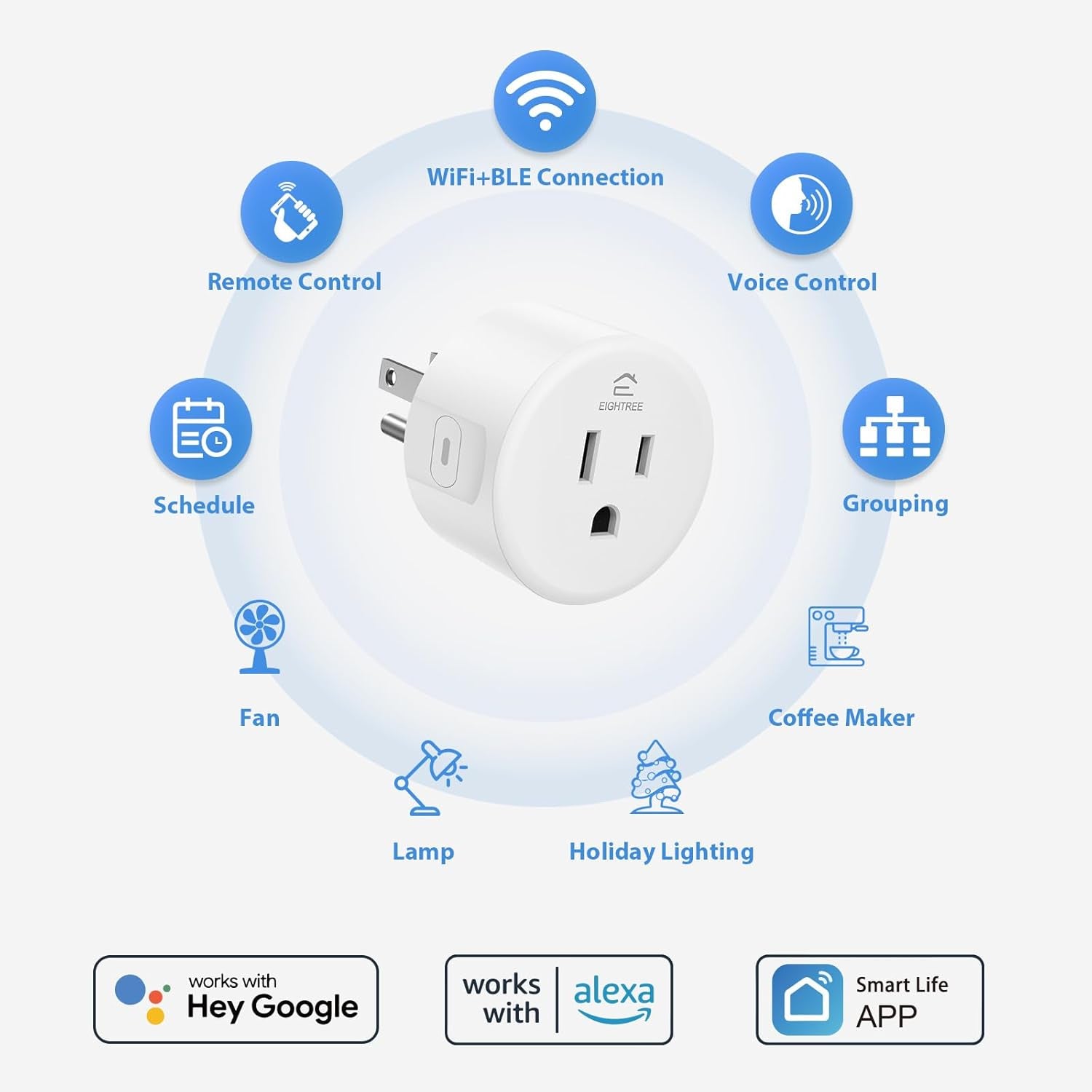 Smart Plug 5Ghz& 2.4Ghz, 15A Wifi Smart Outlet Compatible with Alexa & Google Home, Smart Home Wifi Plug with Remote Control, Timer Outlet with Schedule, 4 Packs