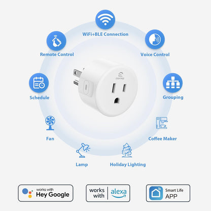 Smart Plug 5Ghz& 2.4Ghz, 15A Wifi Smart Outlet Compatible with Alexa & Google Home, Smart Home Wifi Plug with Remote Control, Timer Outlet with Schedule, 4 Packs