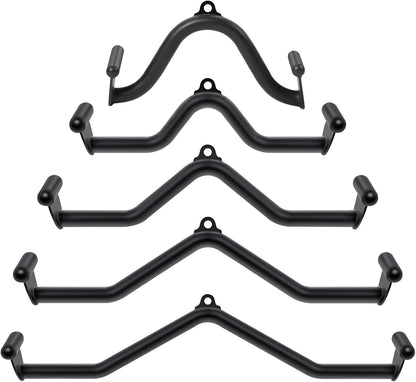 5 Pcs V-Bar Pulley Cable Machine Attachments:Home Gym Fitness Rowing T-Bar Handle Grips LAT Pull down Bar Press Downtraining,Bicep Curl Tricep LAT Pulldown Bar Back Strength Training