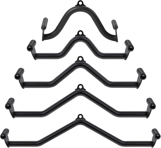 5 Pcs V-Bar Pulley Cable Machine Attachments:Home Gym Fitness Rowing T-Bar Handle Grips LAT Pull down Bar Press Downtraining,Bicep Curl Tricep LAT Pulldown Bar Back Strength Training