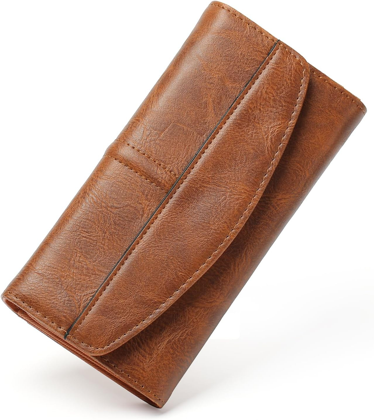 Womens Wallet Large Capacity Leather RFID Blocking Wallets for Women Clutch Credit Card Holder with Zipper Pocket