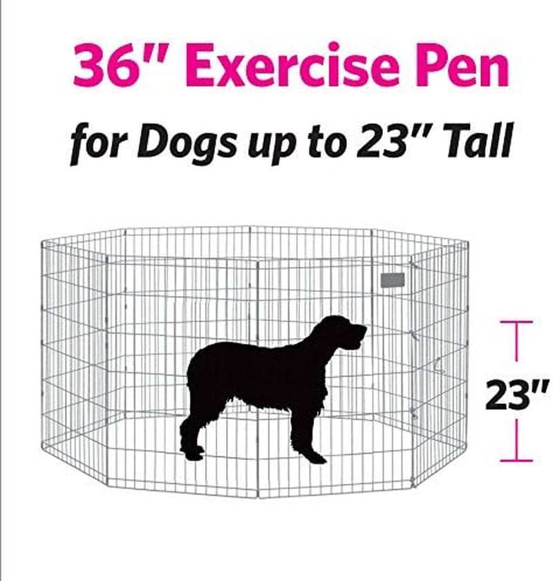 by Midwest Homes for Pets 36-Inch Exercise Pen, for Indoor and Outdoor Use, 16 Sq Feet of Play, Folding Dog Pen, No Door Design for Maximum Security, Easy to Set Up, Foldable Pet Playpen