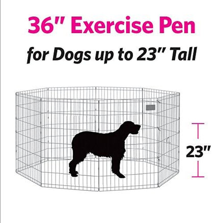 by Midwest Homes for Pets 36-Inch Exercise Pen, for Indoor and Outdoor Use, 16 Sq Feet of Play, Folding Dog Pen, No Door Design for Maximum Security, Easy to Set Up, Foldable Pet Playpen