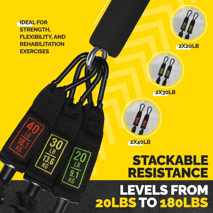 Tube Resistance Bands for Working Out Men and Women - Exercise Bands Resistance Bands Set, Resistance Band Bar, Handles, Ankle S