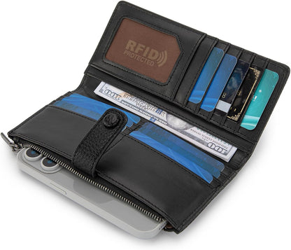Women'S Wallet Bifold RFID Blocking Wallets Large Capacity Card Holder Wallets with Zipper Coin Pocket