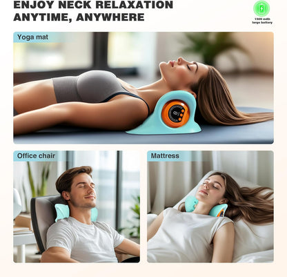 Neck Massager Pillow with Heat, 3 Modes, Cervical Massager for Neck Pain Relief and Muscle Relax, 26° Angle Cervical Traction Device for Back, Shoulder