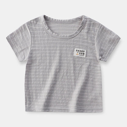 Boys and Girls Stripe Short Sleeve T-shirt Kids Clothing