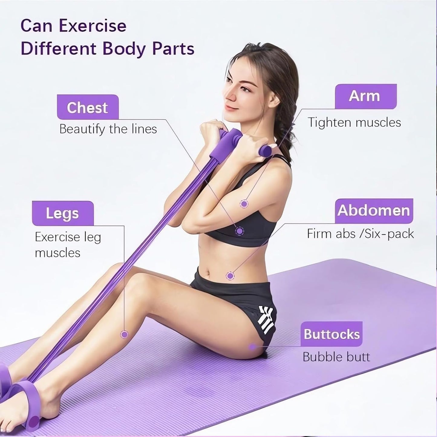 Pedal Resistance Bands with Handles, 21 Fitness Resistance Bands-6 Tube, Resistance Bands with Handles Pedal, Stretch Bands for Exercise Sit up Exercise Equipment AB Workout Equipment for Women Men