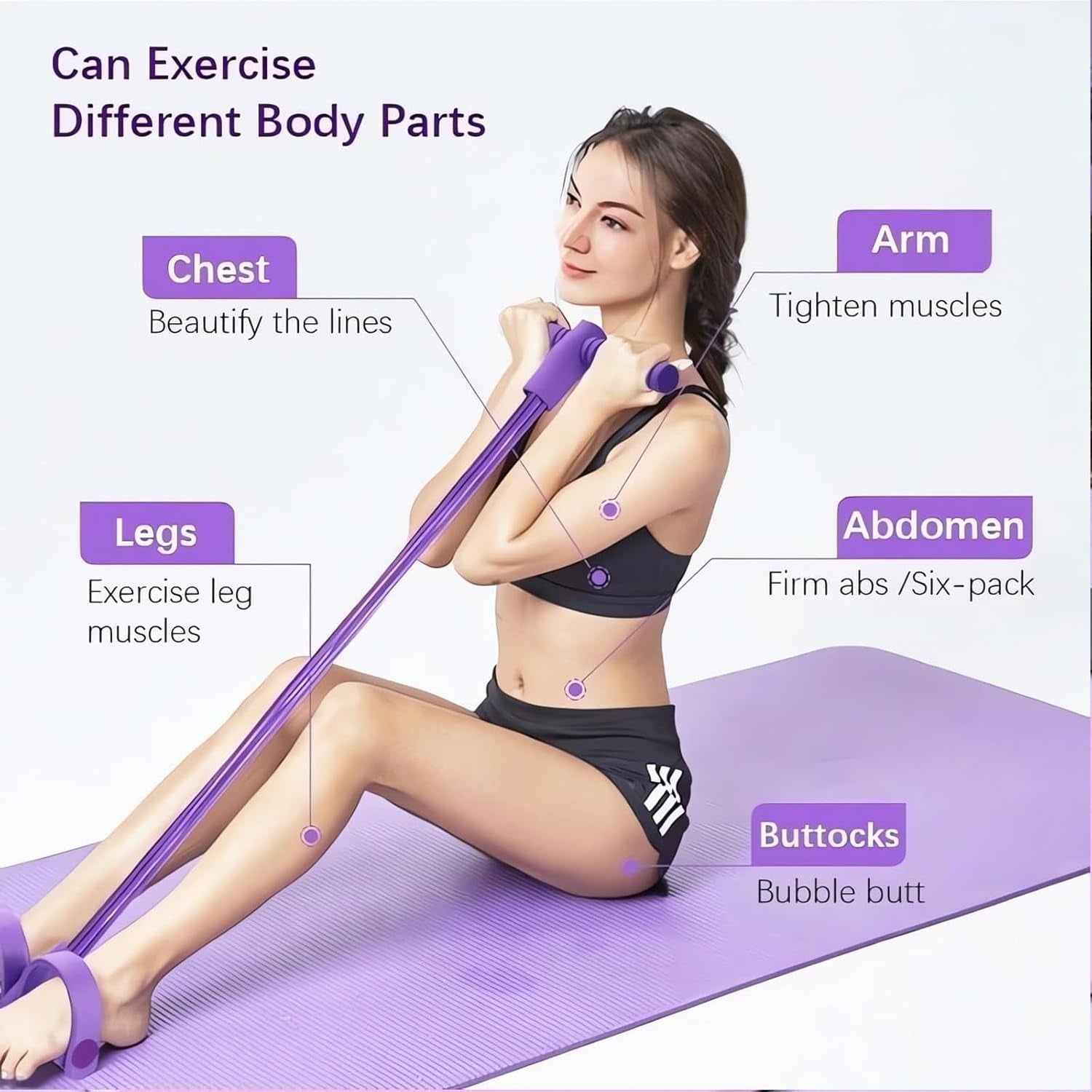 Pedal Resistance Bands with Handles, 21 Fitness Resistance Bands-6 Tube, Resistance Bands with Handles Pedal, Stretch Bands for Exercise Sit up Exercise Equipment AB Workout Equipment for Women Men