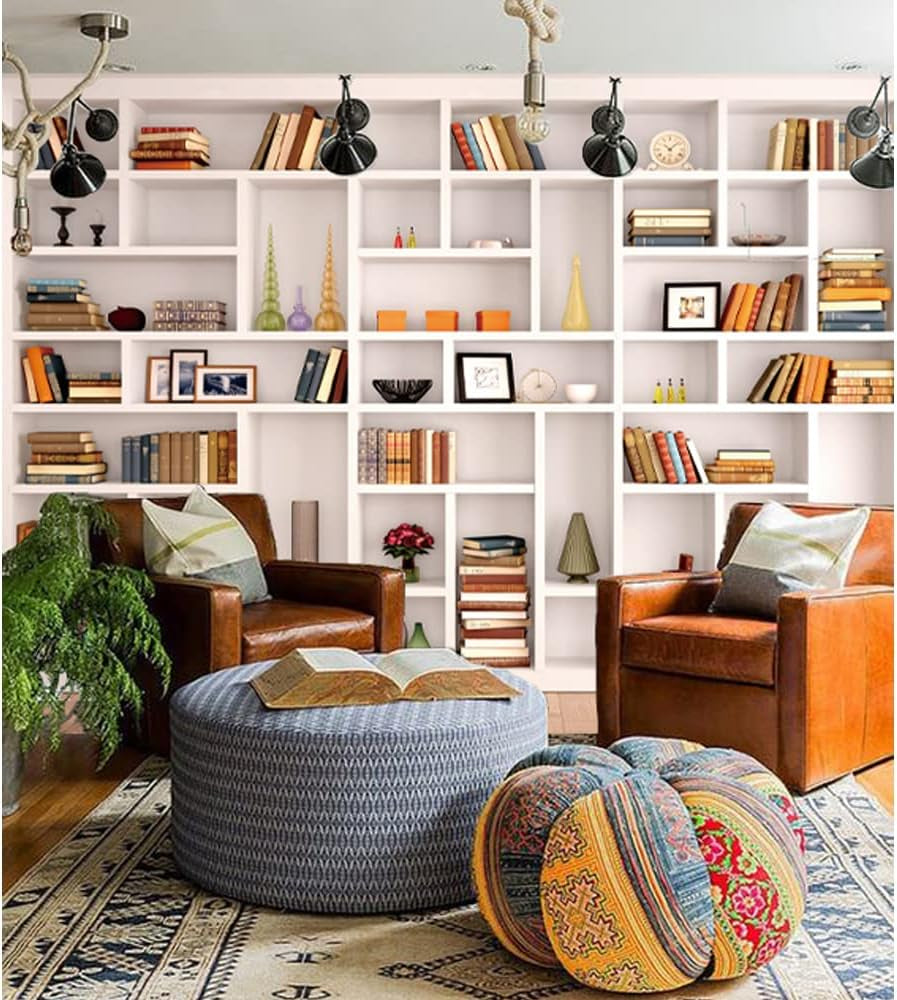 7X5Ft White Bookshelf Backdrop Bookcase Backdrop for Office & Home Office Decoration