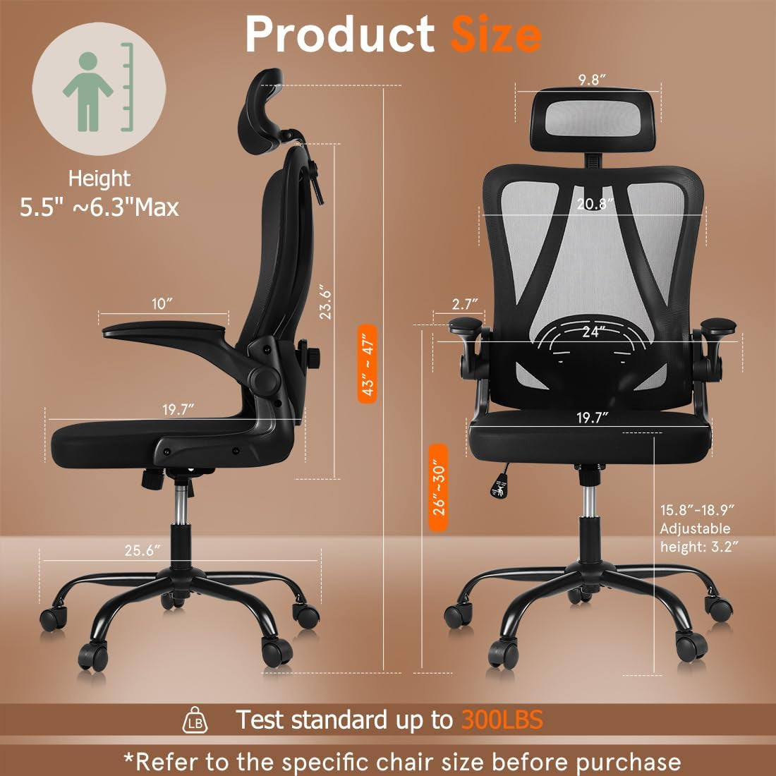 Office Chair, Gaming Chair Desk Chair Comfy Computer Chair Ergonomic Office Chair Mesh Office Chair with Rolling for Gaming Home and Office (3.2 Adjustable)