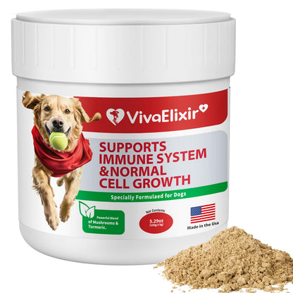 Critical Immune Defense for Dogs & Cats; Cell Growth - Turkey Tail Reishi Shiitake and Maitake Mushroom Formula with Turmeric Root Extract