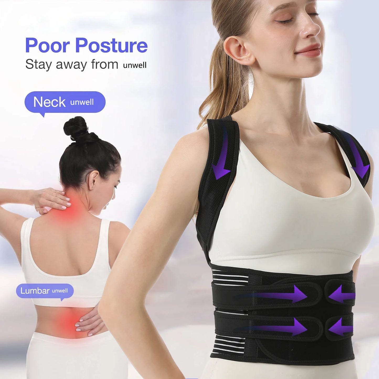 Posture Corrector for Women&Men,Upgraded Full Back Brace Support,Adjustable Shoulder Straightener for Improving Back Posture