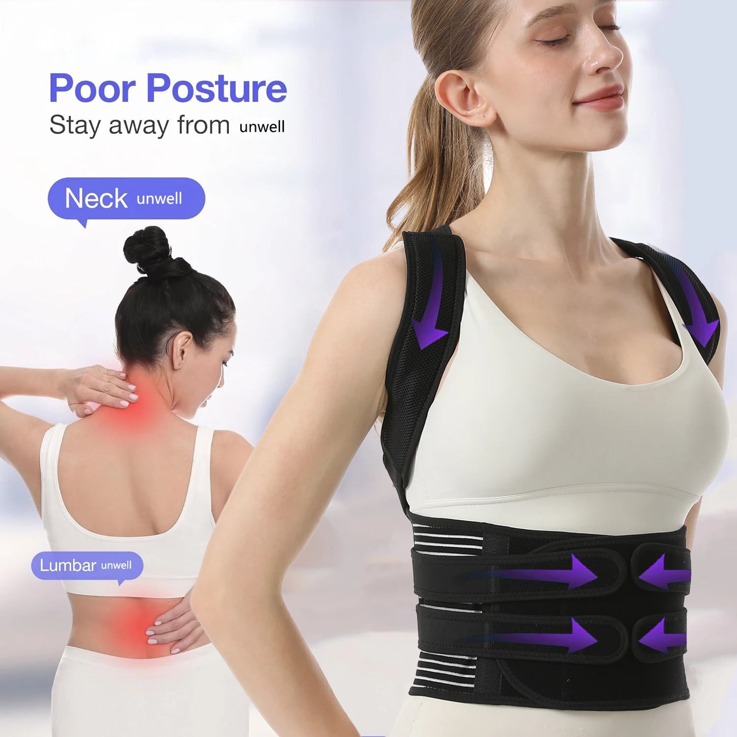 Posture Corrector for Women&Men,Upgraded Full Back Brace Support,Adjustable Shoulder Straightener for Improving Back Posture
