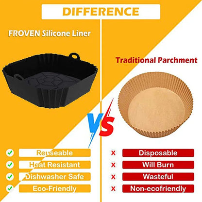 Air Fryer Silicone Liners Air Fryer Silicone Pot Reusable Silicone Air Fryer Liners Food Safe Non Stick Air Fryer Basket Accesso