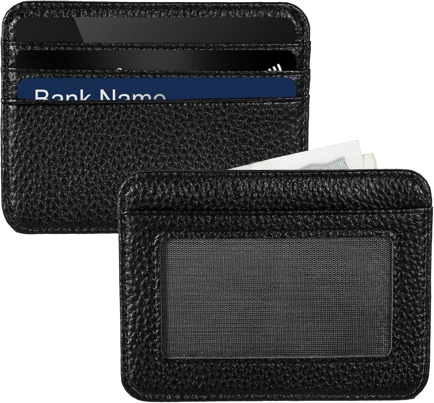 Credit Card Holder Wallet for Men Women, PU Slim Wallet with Id Window, Black Rfid Blocking Wallets Card Holder