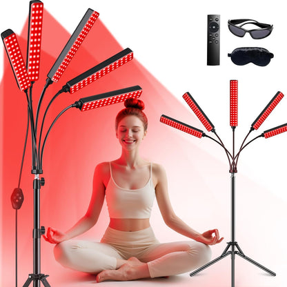 Red Light Therapy for Face and Body, Red Infrared Light Therapy Lamp with Stand Led 660Nm Red Light-Therapy& 850Nm Infrared Light Device for Body Gift for Her