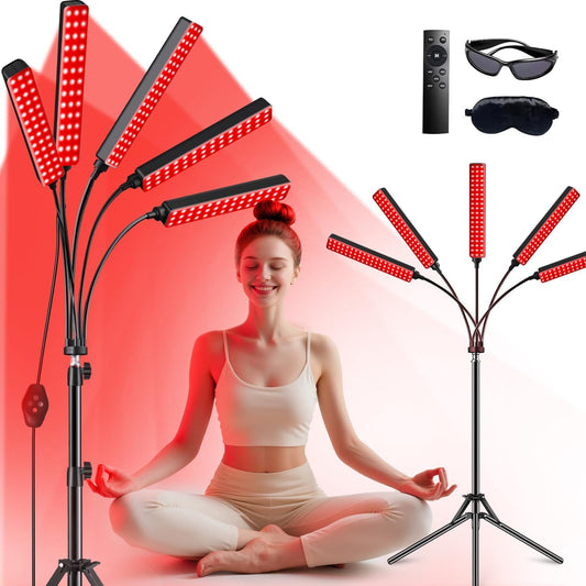 Red Light Therapy for Face and Body, Red Infrared Light Therapy Lamp with Stand Led 660Nm Red Light-Therapy& 850Nm Infrared Light Device for Body Gift for Her
