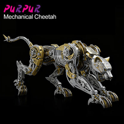 Punk DIY Mechanical Metal Assembly 3D Animal Cheetah Leopard Stainless Steel Puzzle Model Kit for Adults and Boy Toy Gifts