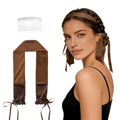 Curling Tie New Hair Curlers to Sleep In, Heatless Curls Overnight Headband, Soft Ribbon Wrap for Long Hair, Perfect Natural Curls Bouncy Curls Hairstyle Hair Suitable for All Hairs Types(Brown)
