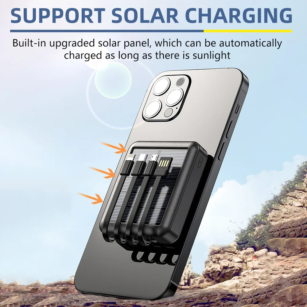 20000Mah Solar Power Bank Waterproof Emergency Solar Charger 4 USB Ports External Charger Power Bank for Cell Phone by ,Black