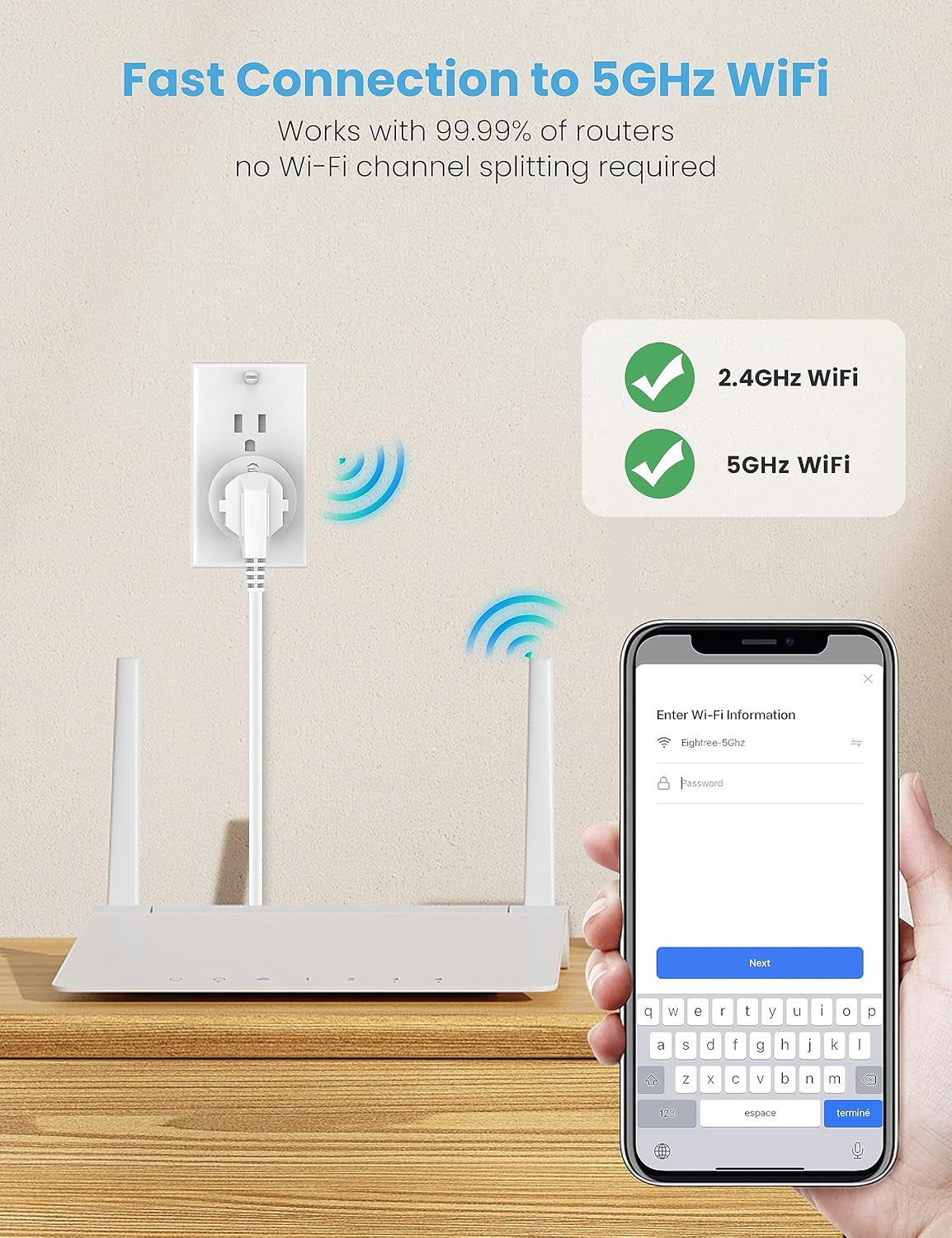 Smart Plug 5Ghz& 2.4Ghz, 15A Wifi Smart Outlet Compatible with Alexa & Google Home, Smart Home Wifi Plug with Remote Control, Timer Outlet with Schedule, 4 Packs