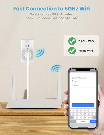Smart Plug 5Ghz& 2.4Ghz, 15A Wifi Smart Outlet Compatible with Alexa & Google Home, Smart Home Wifi Plug with Remote Control, Timer Outlet with Schedule, 4 Packs