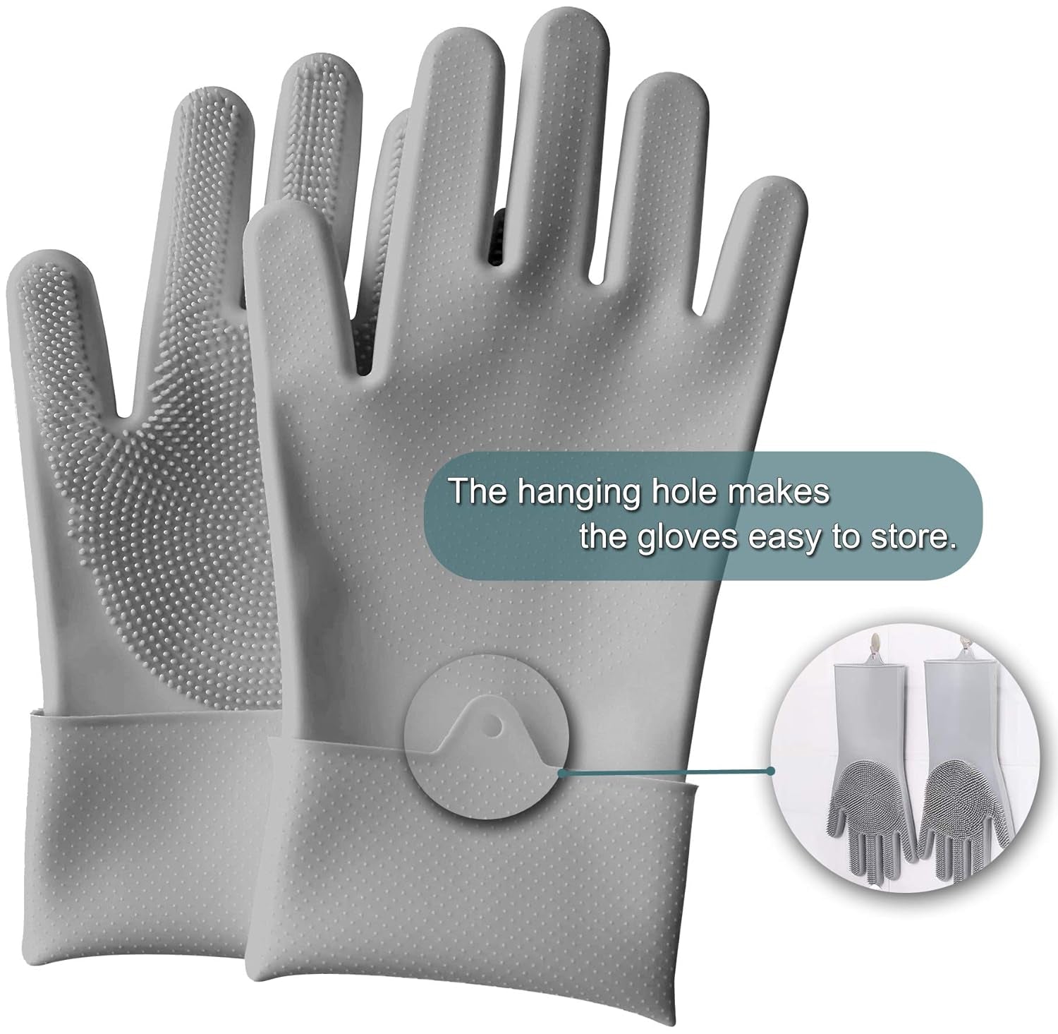 Pet Dog Bath Gloves, Grooming Brush and Hair Removal for Cat Horse (Gray)